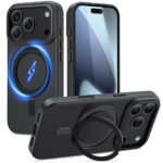 Juodas matinis dėklas Apple Iphone 17 Pro Max Tech-Protect Magring Magsafe su magnetiniu žiedu ir kamera