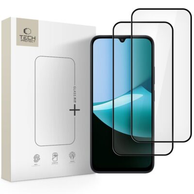 Juodas apsauginis ekrano stikliukas TECH-PROTECT GLASS FIT+ 2-PACK Xiaomi Redmi 15C Poco C85