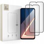 Juodas apsauginis ekrano stikliukas Xiaomi Poco M7 TECH-PROTECT GLASS FIT plus komplektas su dviem skaidriais stikliukais ir juodu rėmeliu