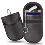 Juodas-raudonas dėklas signalo blokavimui TECH-PROTECT KLR100 POUCH KEYLESS RFID SIGNAL BLOCKER su raktu ir kortele