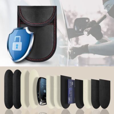 Juodas-raudonas dėklas signalo blokavimui TECH-PROTECT KLR100 POUCH KEYLESS RFID SIGNAL BLOCKER