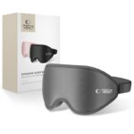 Pilka miego kaukė TECH-PROTECT EYESHADE SLEEP MASK pakuotėje ir išorėje
