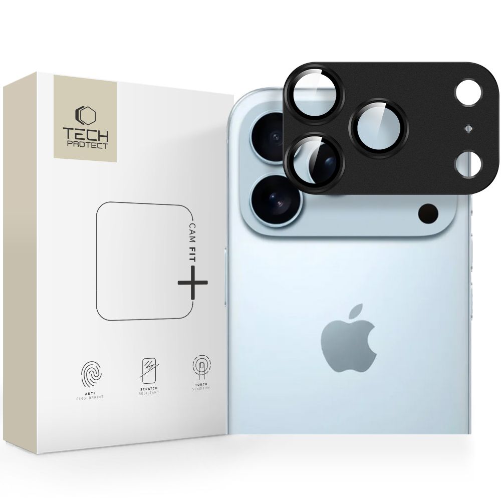 Juoda galinės kameros apsauga Apple Iphone 17 Pro Max Tech-Protect Camfull Fit plus Juoda galinės kameros apsauga Apple Iphone 17 Pro Max Tech-Protect Camfull Fit plus ant telefono