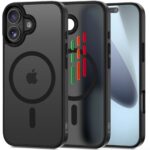 Juodas matinis dėklas telefonui Apple Iphone 17 Tech-Protect Magmat XT-4 Set Magsafe su apsauginiais kampais ir magnetiniu žiedu