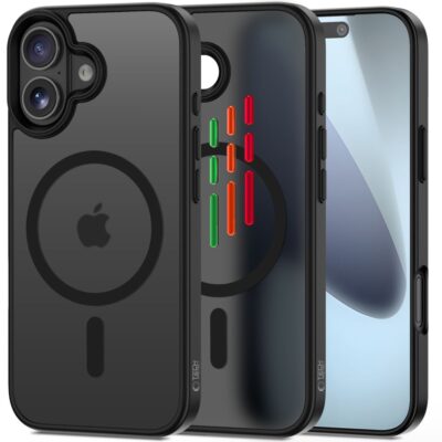 Juodas matinis dėklas telefonui Apple Iphone 17 Tech-Protect Magmat XT-4 Set Magsafe su apsauginiais kampais ir magnetiniu žiedu