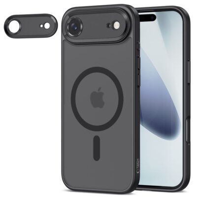 Juodas matinis dėklas Apple Iphone 17 Air Tech-Protect Magcam Magsafe su kameros apsauga