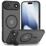 Juodas matinis dėklas Apple Iphone 17 Air Tech-Protect Magstand Magsafe su kameros apsauga ir magnetiniu žiedu