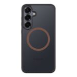 Juodas Moucha Moose dėklas Samsung Galaxy S25 Plus su apsauga kamerai ir magnetiniu žiedu