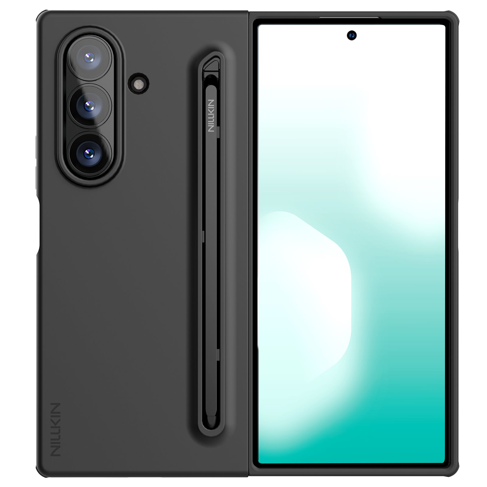 Juodas dėklas Samsung Galaxy Z Fold 7 Nillkin Flex Pure Fold Pen Slot Juodas dėklas telefonui Samsung Galaxy Z Fold 7 su rašiklio laikikliu