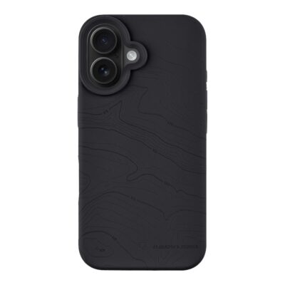 Asphalt dėklas telefonui Apple Iphone 16 su tamsiai juoda reljefine tekstūra