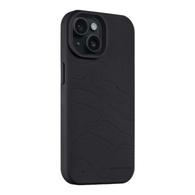 Juodas dėklas telefonui Apple Iphone 15 Tactical MagForce Beaver su reljefiniu raštu