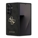 Pilkas originalus dėklas Guess PU 4G Metal Logo telefonui Samsung Galaxy Z Fold 7 su metaliniu logotipu