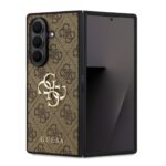 Rudas originalus dėklas Guess PU 4G Metal Logo telefonui Samsung Galaxy Z Fold 7 su logotipu