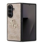 Rausvas originalus dėklas Guess PU su metaliniu logotipu Samsung Galaxy Z Fold 7 telefonui