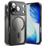 Juodas matinis dėklas Apple iPhone 17 Pro su apsauga kamerai ir magnetiniu Magsafe žiedu