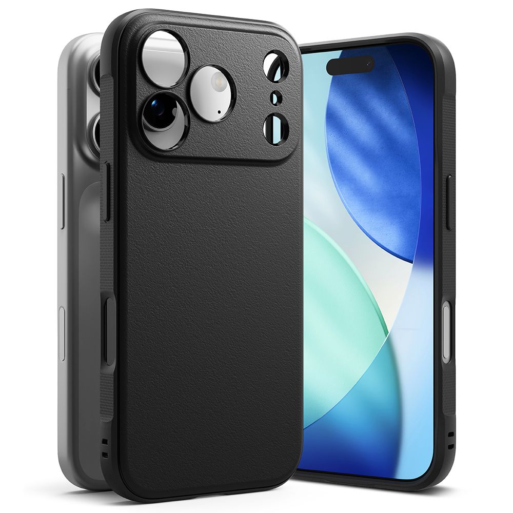 Juodas dėklas Apple Iphone 17 Pro Ringke Onyx Juodas dėklas Apple Iphone 17 Pro Ringke Onyx su tekstūruota paviršiaus dalimi kameroms