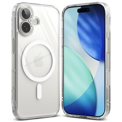 Skaidrus dėklas Apple Iphone 17 Ringke Fusion Magnetic Magsafe su magnetiniu žiedu ir matomu telefono dizainu