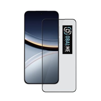 Juodas apsauginis ekrano stikliukas Xiaomi Poco F7 su 5D stiklu ir plonu juodu rėmeliu