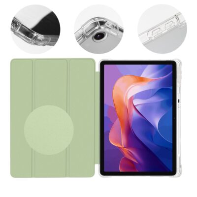 Šviesiai žalias dėklas Xiaomi Redmi Pad 2 su permatomu kampu ir tekstūruotu plokščiu paviršiumi