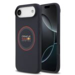 Tamsiai melynas deklas Apple Iphone 17 Air su Red Bull silikoniniu raudonu ziedu MagSafe