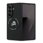 Juodas originalus dėklasKarl Lagerfeld PU Karl and Choupette Heads Samsung Galaxy Z Fold 7 telefonui su magnetiniu užsegimu