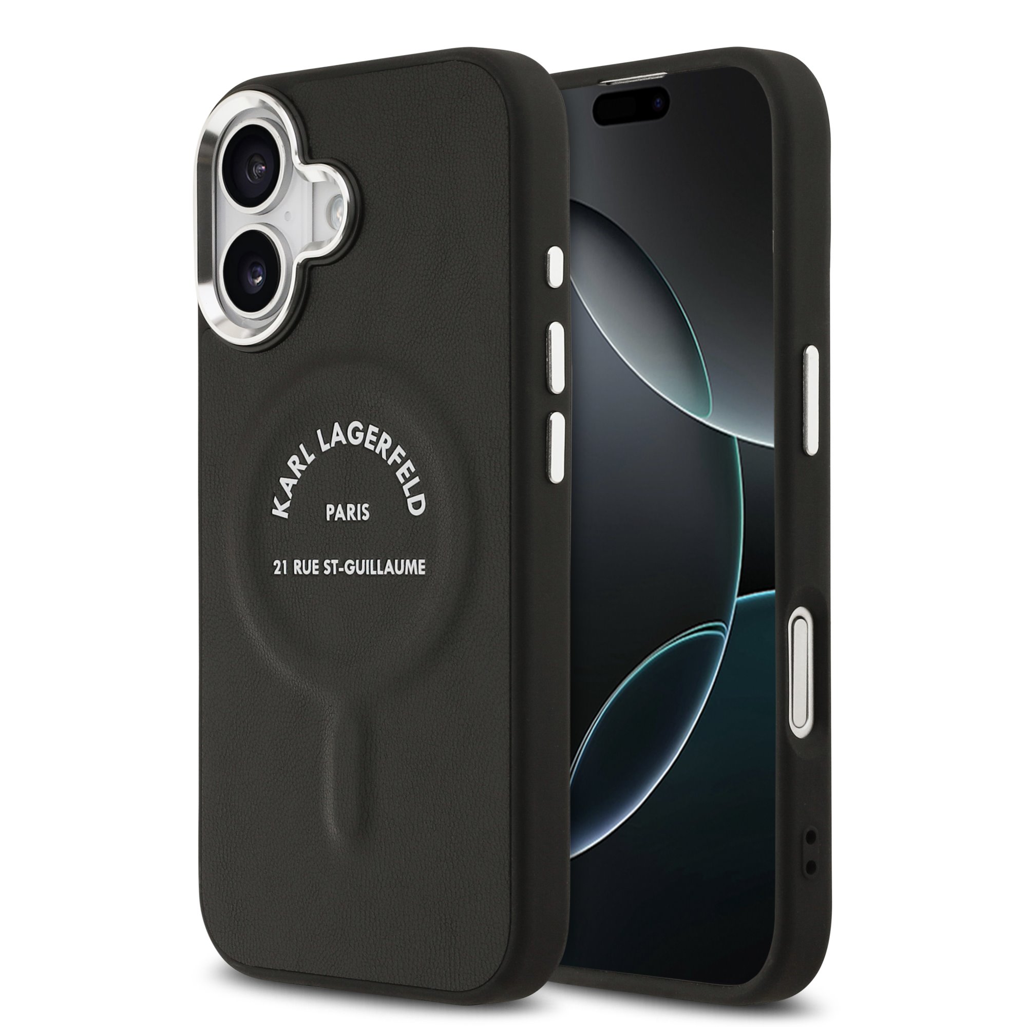 Juodas originalus dėklas Karl Lagerfeld PU RSG MagSafe Apple Iphone 17 Juodas originalus dėklas Karl Lagerfeld PU su RSG logotipu MagSafe telefonui Apple Iphone 17