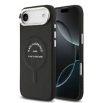 Juodas originalus deklas Karl Lagerfeld PU RSG Logo MagSafe telefonui Apple Iphone 17 Air su baltu tekstu