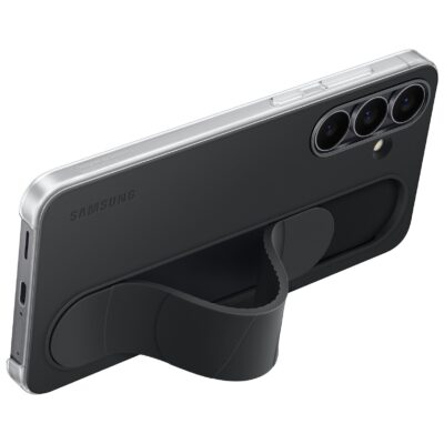 Juodas originalus dėklas EF-GS731CBE Standing Grip Cover telefonui Samsung Galaxy S25 FE su stovėjimo laikikliu