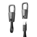Pilkas laidas TECH-PROTECT ULTRABOOST DNA KEYCHAIN TYPE-C CABLE PD 60W 3A su kabliuku ir USB-C jungtimi