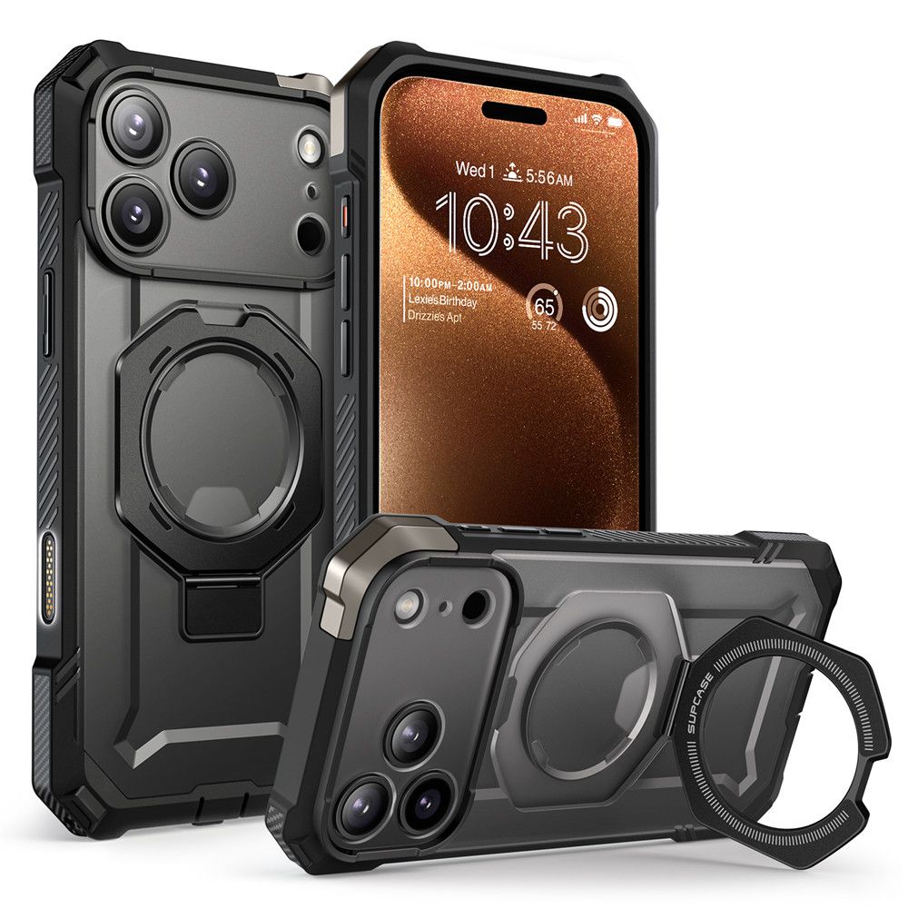 Juodas dėklas Apple Iphone 17 Pro Max Supcase UB Grip Mag Magsafe Juodas dėklas Apple Iphone 17 Pro Max Supcase UB Grip Mag Magsafe su tvirtinimo žiedu ir išorinėmis kampų apsaugomis