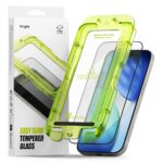 Juodas apsauginis ekrano stikliukas Apple Iphone 17 Ringke Easy Slide 2-Pack pakuoteje su gelsva instaliacijos rankena