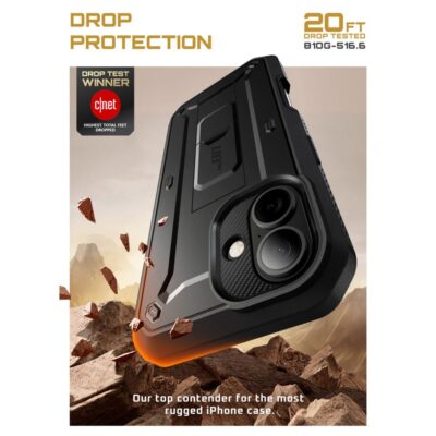 Juodas dėklas Apple Iphone 17 SUPCASE UB PRO su atsparumu krentant iš 20 pėdų
