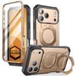 Auksinis deklas Apple Iphone 17 Pro Supcase UB Grip Pro Mag Magsafe su apsauginiu stiklu ir kaklelio laikikliu