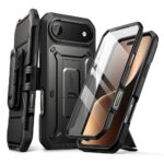 Juodas dėklas Apple Iphone 17 Air SUPCASE UB PRO su apsauginiu ekrano dangteliu ir laikikliu