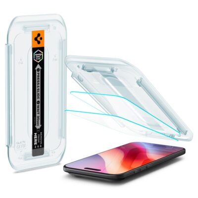 Skaidrus apsauginis stikliukas Apple Iphone 17 Air Spigen Glas.Tr Ez Fit su plastikiniu montavimo įrankiu