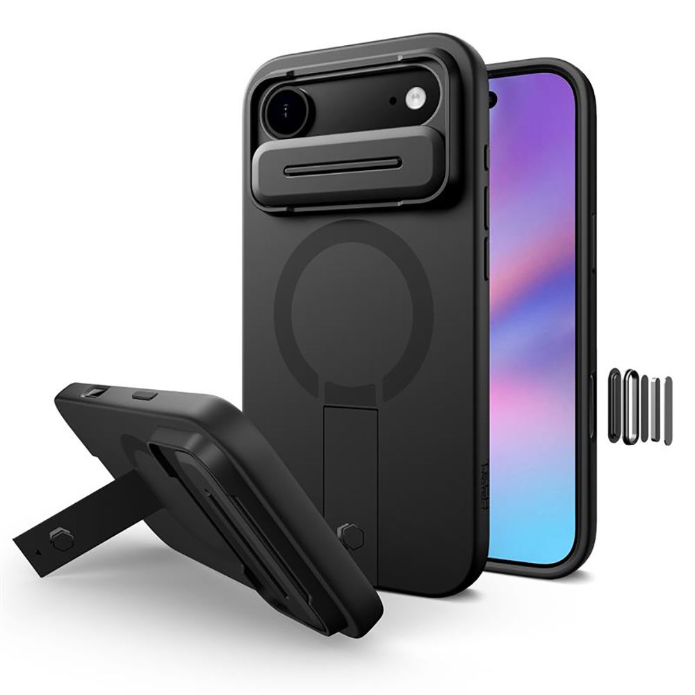 Juodas dėklas Apple iPhone 17 Air Tech-Protect Kevlar Aura Magsafe Juodas dėklas Apple iPhone 17 Air Tech-Protect Kevlar Aura Magsafe su stovu ir kameros apsauga