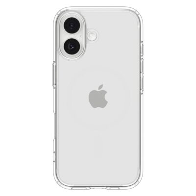 Skaidrus dėklas Apple Iphone 17 Spigen Ultra Hybrid su matomu telefono logotipu ir kamera