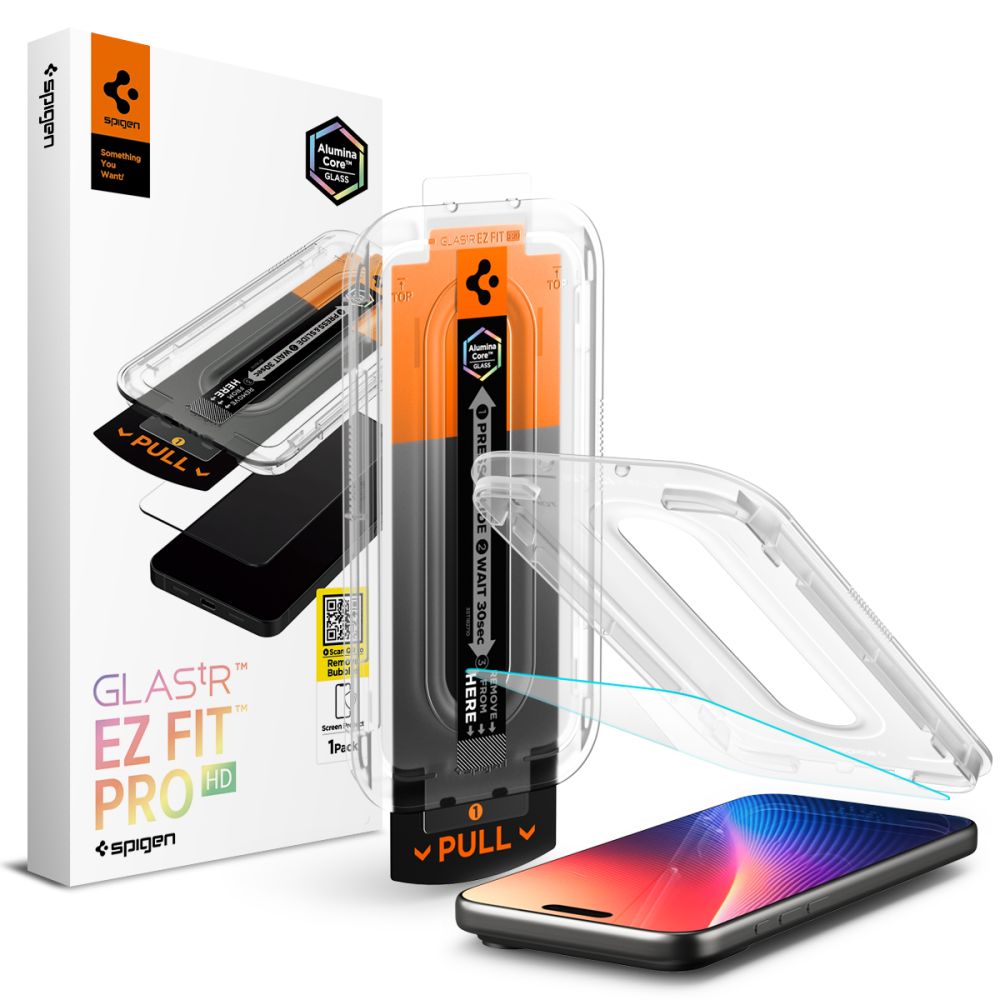 Apsauginis ekrano stikliukas Apple Iphone 16 Pro 17 17 Pro SPIGEN GLASTR EZ FIT PRO Apsauginis ekrano stikliukas Apple Iphone 16 Pro 17 17 Pro SPIGEN GLASTR EZ FIT PRO su pridedamu aplikatoriumi ir paketavimu