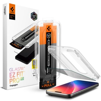 Privatumo apsauginis ekrano stikliukas Apple Iphone 16 Pro Spigen Glass Tr Ez Fit Pro Privacy su specialia tvirtinimo danga