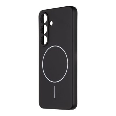 Juodas dėklas Samsung Galaxy S25 OBALME MagNetix Matte su magnetiniu apskritimu