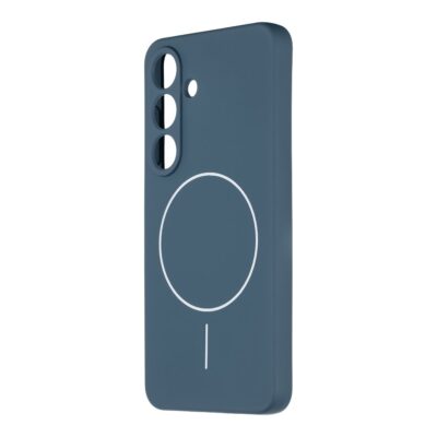 Mėlynas dėklas Samsung Galaxy S25 OBALME MagNetix Matte su magnetiniu žiedu ir išpjovomis kamerai