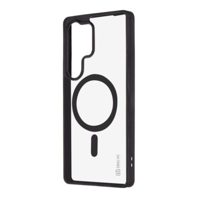 Juodas dėklas Samsung Galaxy S25 Ultra OBALME MagNetix Outline su magnetiniu žiedu ant nugarėlės