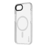 Baltas dėklas Apple iPhone 16E OBALME MagNetix Outline su permatomu dizainu ir juodu kameros kontūru