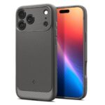 Pilkas dėklas Apple Iphone 17 Pro Max Spigen Rugged Armor MagSafe su tekstūruotomis kraštinėmis