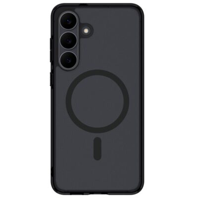 Juodas frost dėklas Samsung Galaxy S25 FE Spigen Ultra Hybrid Mag Magsafe su kamera ir magnetiniu žiedu