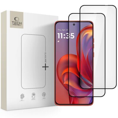 Juodas apsauginis ekrano stikliukas Motorola Edge 50 Neo ir 60 Neo TECH-PROTECT GLASS FIT 2 pakuotės
