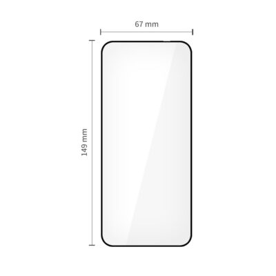 Juodas apsauginis ekrano stikliukas Motorola Edge 50 Neo su matmenimis 149x67 mm