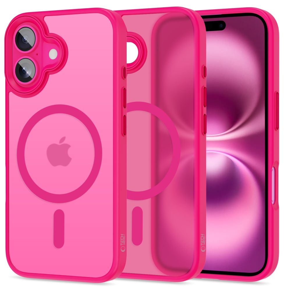 Rožinis dėklas Apple Iphone 16 Tech-Protect Magmat Magsafe Rožinis dėklas Apple Iphone 16 Tech-Protect Magmat Magsafe ryškiai rožinės spalvos