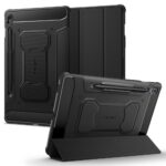 Juodas dėklas Samsung Galaxy Tab S10 Lite su tekstūruotomis apsaugomis ir stovu