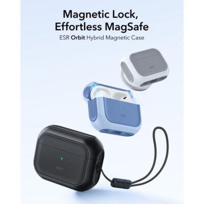 Juodas dėklas Apple Airpods Pro 3 Esr Orbit Halolock Magsafe su magnetine užraktų sistema